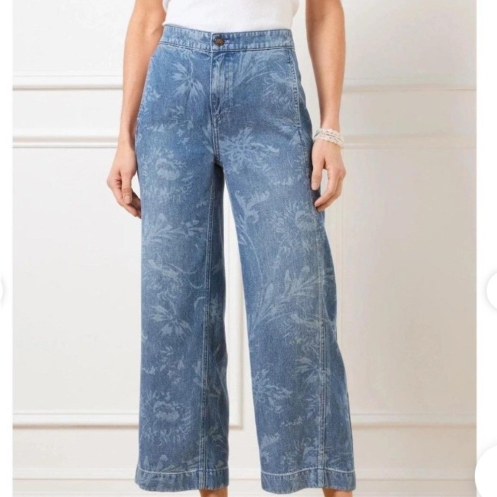 Talbots Ocean Flora Wide-Leg Crop Jean